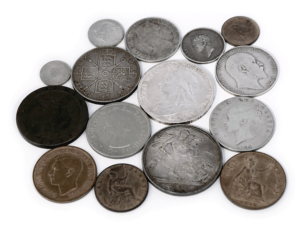 British coin including Crowns, Halfcrowns, Florins, Shillings , Sixpences, Threepences, Farthings, Penny & Halfpenny coins