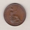 1838 copper halfpenny coin featuring young head Queen Victoria on the Obverse. Britannia seated facing right holding a trident on the Reverse. 