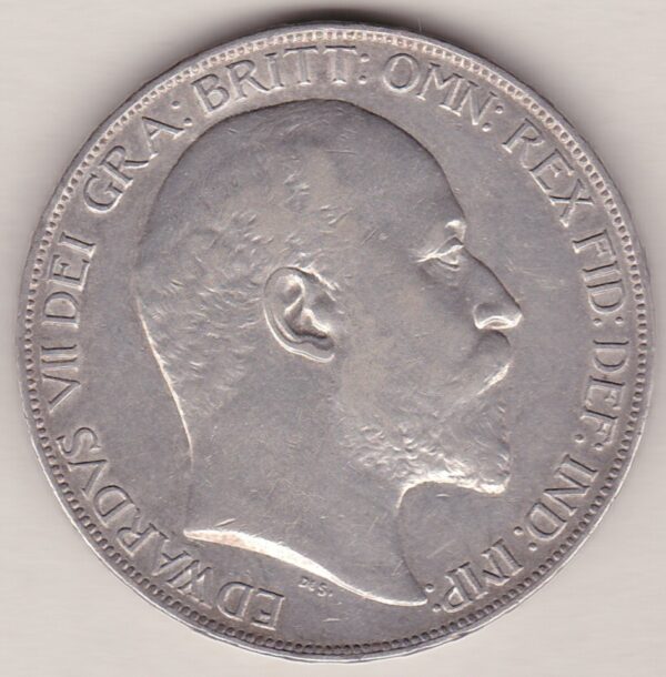 1902 Silver Crown Coin featuring King Edward VII on the Obverse and St George and the dragon reverse. The coin is in GVF to EF condition.