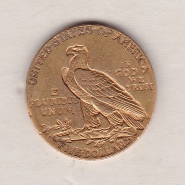 1912 S USA Five Dollars coin featuring S San Francisco mint mark, the Indian head design on the Obverse. The eagle on the Reverse.