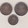 1918 Silver Maundy Three Coin Part Set featuring King George V on the Obverse. There are three coins in this set, the set is missing the penny.