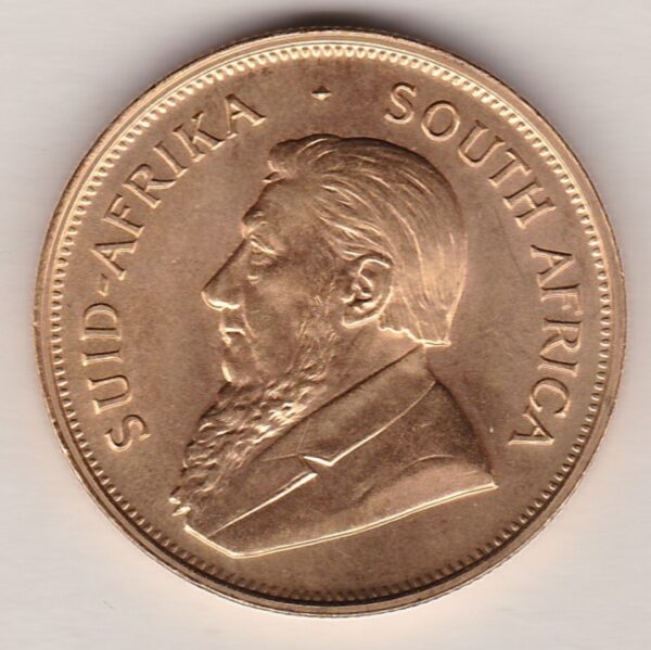 1974 South Africa Gold One Ounce Krugerrand. Investment one ounce gold coin featuring Paul Kruger on the Obverse. The springbok on the Reverse.