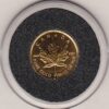 2001 Canada Gold Twentieth Ounce Maple Leaf Coin. This Gold Twentieth Ounce Maple Leaf coin was struck in 9999 Fine Gold and weighs approx. 1.55 grams.