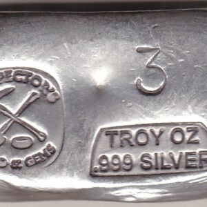 Three Ounce Silver Bar hand poured by USA Prospector's Gold & Gems. All of our silver bars have been pre-owned and are in stock.