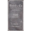 500 Gram Silver Bar Baird & Co. This bar contains 500 grams of 999 fine Silver. All of our silver bars have been pre-owned and are in stock.