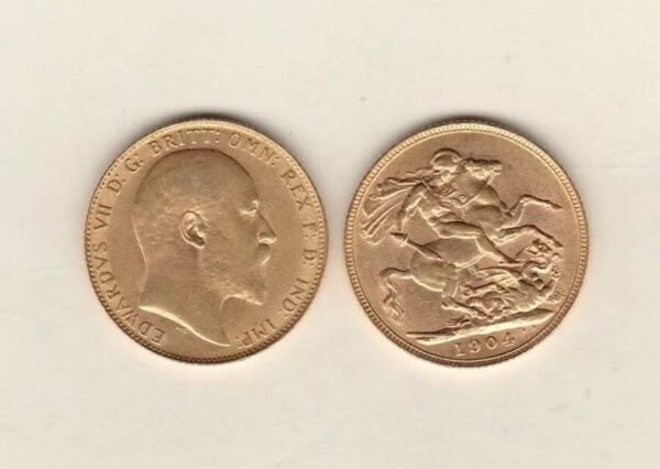 Edward VII Gold Sovereign. This is a bullion best price coin featuring the portrait of Edward VII and George & dragon reverse.