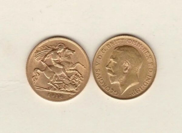 George V Half Sovereign gold coin. This is a bullion best price coin featuring the portrait of King George V obverse and the George and Dragon reverse.