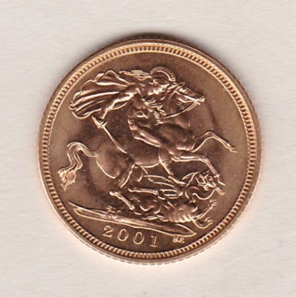 Elizabeth II Half Sovereign gold coin. This is a bullion best price coin featuring the portrait of Queen Elizabeth II and the George and Dragon reverse.