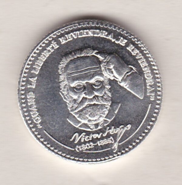 Guernsey Quarter Ounce Silver Coin Victor Hugo. This coin was issued by the Guernsey Mint and features the French poet, novelist & dramatist Victor Hugo.