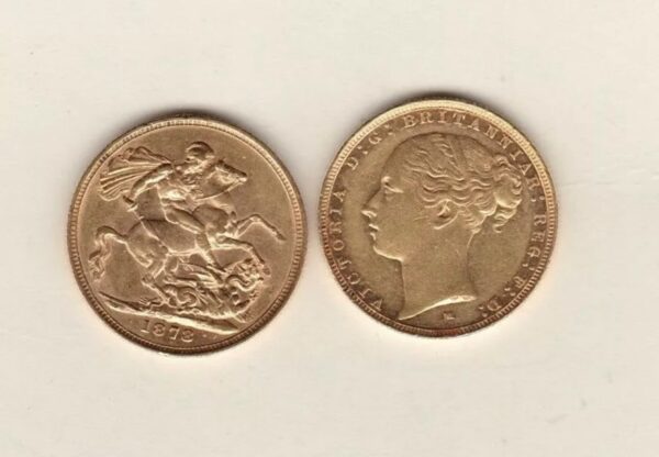 Victoria Young Head Gold Sovereign. This is a bullion best price coin featuring a young head portrait of Queen Victoria and George & dragon reverse.