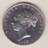 1840 Silver Halfcrown coin with young head Queen Victoria on the Obverse. Crowned square shield with laurel branches on the Reverse.