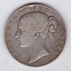 1844 Star Silver Crown Coin featuring Queen Victoria Young head on the Obverse and the Shield design on the reverse. In fair to fine condition.