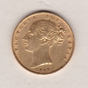 1869 Gold Sovereign Coin. Die number 3. The coin features a young head queen Victoria on the Obverse and the collectable shield design on the Reverse.