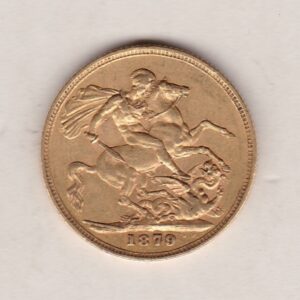 1879 S Gold Sovereign Coin featuring Queen Victoria Young Head on the Obverse and St George & the Dragon on the Reverse. Sydney Mint.