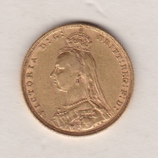 1891 Gold Sovereign Coin featuring Queen Victoria Jubilee Head on the Obverse and St George & the Dragon on the Reverse. Melbourne Mint.