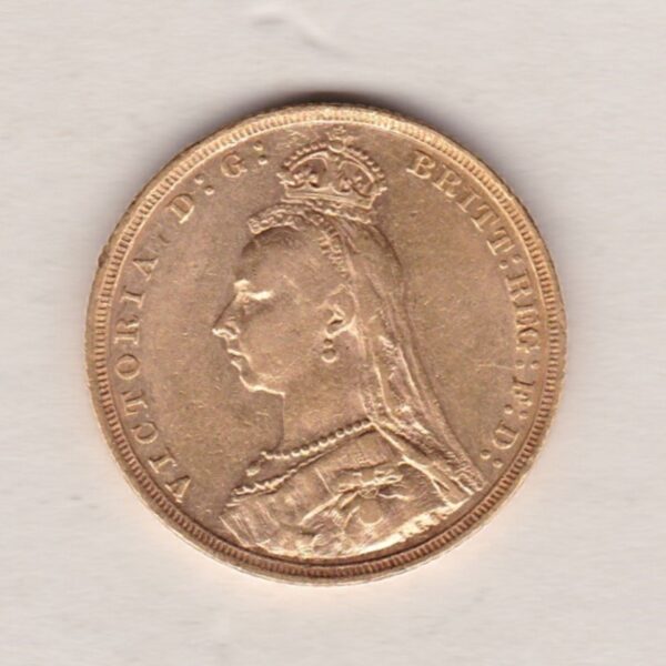 1891 S Gold Sovereign Coin featuring Queen Victoria Jubilee Head on the Obverse and St George & the Dragon on the Reverse. Sydney Mint.