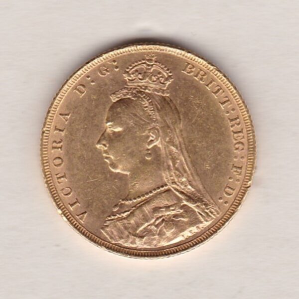 1892 Gold Sovereign Coin featuring Queen Victoria Jubilee Head on the Obverse and St George & the Dragon on the Reverse. London Mint.