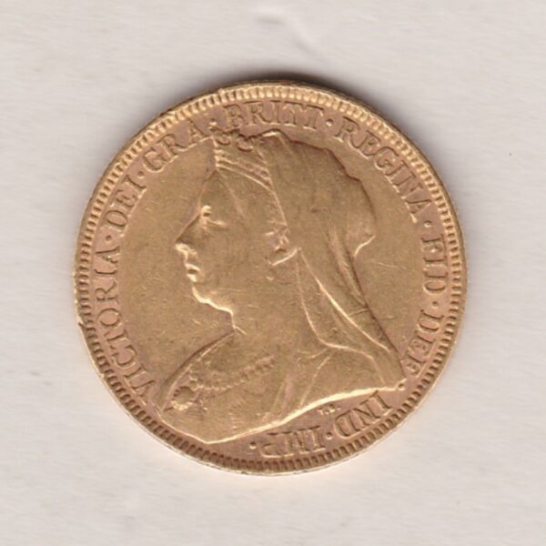 1894 Gold Sovereign Coin featuring Queen Victoria Old Head on the Obverse and St George & the Dragon on the Reverse. London Mint.