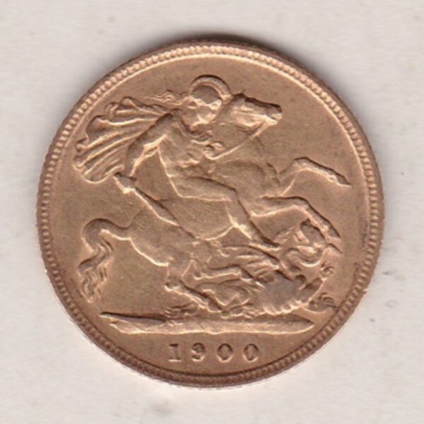 1900 Gold Half Sovereign Coin featuring Queen Victoria Old Head on the Obverse and George & the Dragon on the Reverse.