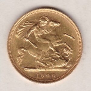 1900 S - Sydney Mint Gold Half Sovereign Coin featuring Queen Victoria Old Head on the Obverse and George & the Dragon on the Reverse.