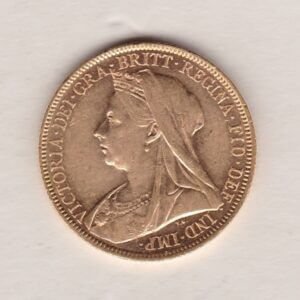 1900 S Gold Sovereign Coin featuring Queen Victoria Old Head on the Obverse and St George & the Dragon on the Reverse. Sydney, Australia Mint.