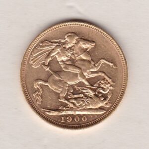 1900 S Gold Sovereign Coin featuring Queen Victoria Old Head on the Obverse and St George & the Dragon on the Reverse. Sydney, Australia Mint.