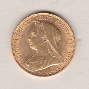 1900 Gold Sovereign Coin featuring Queen Victoria Old Head on the Obverse and St George & the Dragon on the Reverse. London Mint.