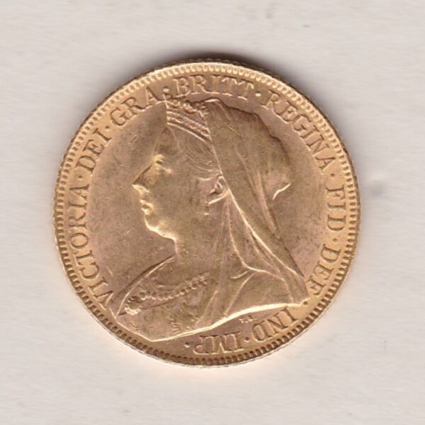 1900 Gold Sovereign Coin featuring Queen Victoria Old Head on the Obverse and St George & the Dragon on the Reverse. London Mint.