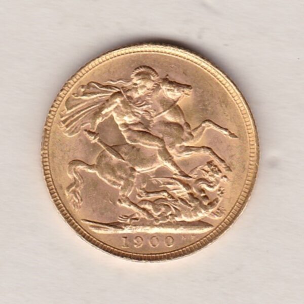 1900 Gold Sovereign Coin featuring Queen Victoria Old Head on the Obverse and St George & the Dragon on the Reverse. London Mint.