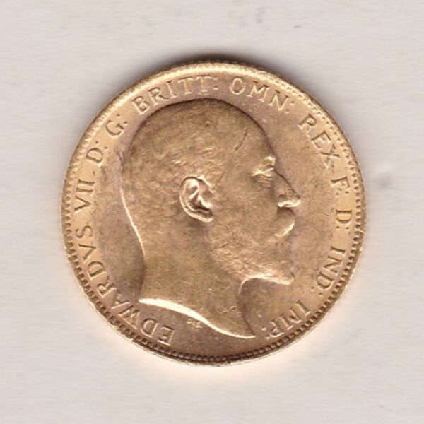 1903 Gold Sovereign Coin. The coin features King Edward VII on the Obverse. St George and the dragon on the reverse. London Mint.