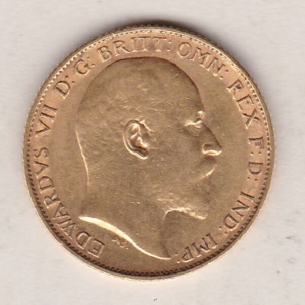 1904 Gold Half Sovereign Coin featuring King Edward VII on the Obverse and George & the Dragon on the Reverse in a plastic coin envelope.