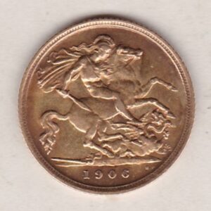 1906 S - Sydney Mint Gold Half Sovereign Coin featuring the George & the Dragon on the Reverse.