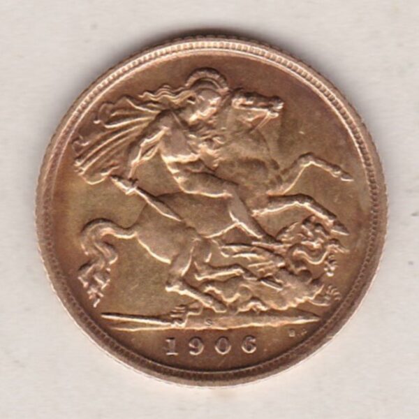 1906 S - Sydney Mint Gold Half Sovereign Coin featuring the George & the Dragon on the Reverse.