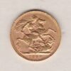 1908 P Gold Sovereign Coin. The coin features King Edward VII on the Obverse. St George and the dragon on the reverse. The P Perth, Australia Mintmark.