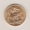 1913 M Gold Sovereign Coin. The coin features King George V on the Obverse. St George and the dragon on the reverse. The M Melbourne, Australia Mintmark.