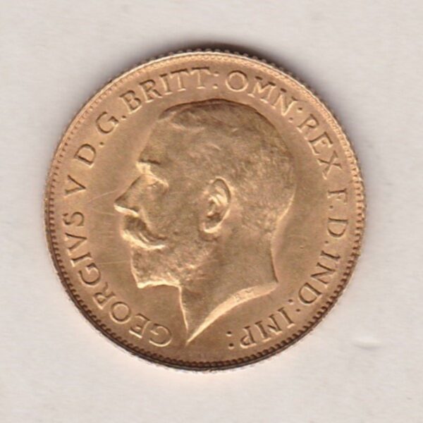 1925 SA Gold Half Sovereign coin featuring the fourth portrait of King George V on the Obverse. St George and the dragon on the Reverse.