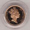 1990 gold proof sovereign coin featuring queen Elizabeth II on the Obverse & St George and the Dragon Reverse. This coin comes as issued by the royal mint.