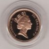 1993 gold proof sovereign coin featuring queen Elizabeth II on the Obverse & St George and the Dragon Reverse. This coin comes as issued by the royal mint.