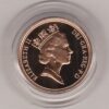 1995 gold proof sovereign coin featuring queen Elizabeth II on the Obverse & St George and the Dragon Reverse. This coin comes as issued by the royal mint.