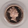 1997 gold proof sovereign coin featuring queen Elizabeth II on the Obverse & St George and the Dragon Reverse. This coin comes as issued by the royal mint.