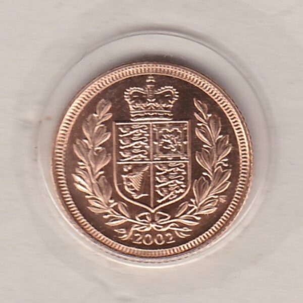 2002 Gold Half Sovereign coin. This coin was issued to commemorate the Golden Jubilee of Queen Elizabeth II and comes untouched via the royal mint.