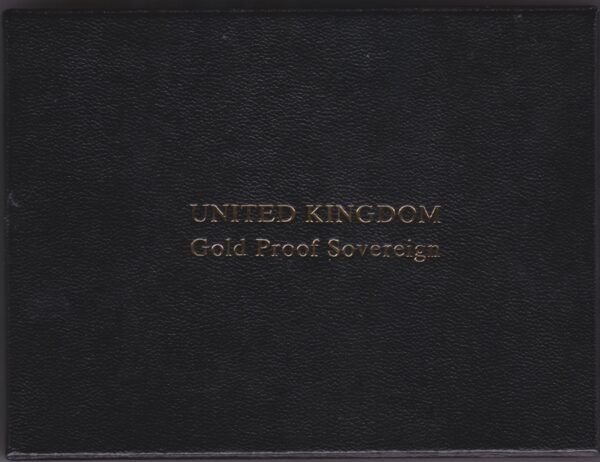 Gold proof sovereign coin box. This coin comes as issued by the royal mint.