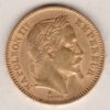 1862 A France Gold Twenty Francs coins featuring Napoleon III on the Obverse. The imperial symbols, date and mint mark on the Reverse.