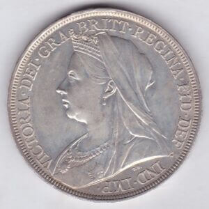 1897 LX silver crown Silver Crown Coin featuring Queen Victoria old head or vailed head on the Obverse and the St George & dragon design on the reverse.