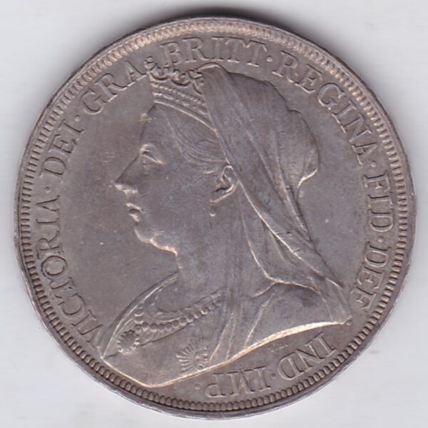 1897 LXI silver crown Silver Crown Coin featuring Queen Victoria old head or vailed head on the Obverse and the St George & dragon design on the reverse.