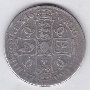 1670 Silver Crown Coin featuring the second bust of King Charles II on the Obverse and the crowned cruciform of shields on the reverse.