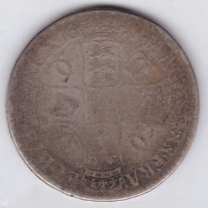 1671 Silver Crown Coin featuring the bust of King Charles II on the Obverse and the crowned cruciform of shields on the reverse.