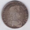 1680 Silver Crown Coin featuring the bust of King Charles II on the Obverse and the crowned cruciform of shields on the reverse.