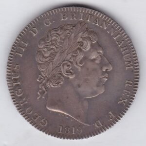 1819 LIX Silver Crown Coin featuring King George III on the Obverse and the St George slaying the dragon design on the reverse.