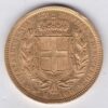 1834 P Sardinia Italy Gold One Hundred Lire coin featuring King Carlo Alberto on the obverse. The crowned Savoy shield of arms on the reverse.